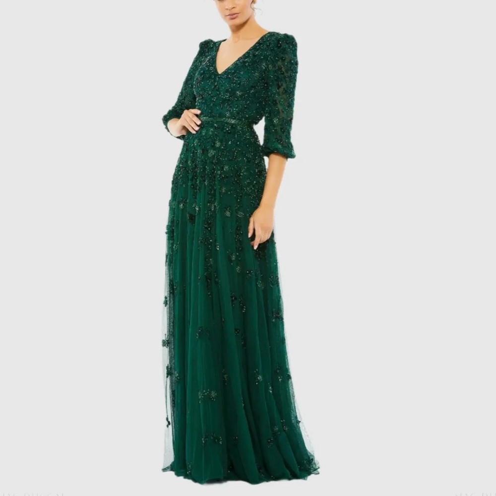 NWT!!! Mac Duggal Green Sequin Gown sz 18